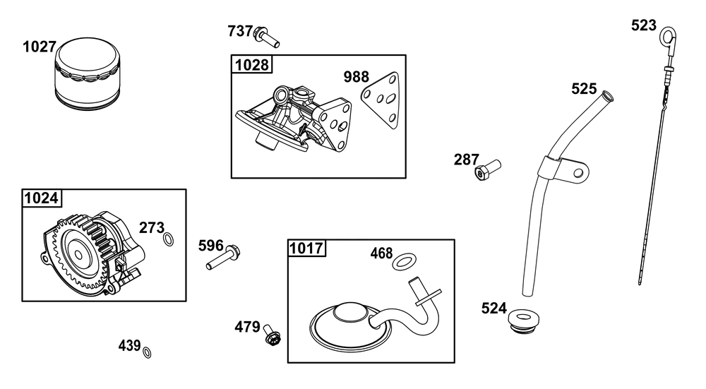 Lubrication Group Diagram and Parts List for 305447-0600-G1 200000 - 399999 Briggs and Stratton Engine